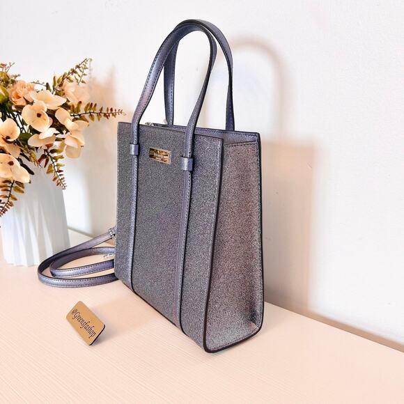 Kate Spade Purse Kenzie Glitter Small Tote Candied Flower - Picture 2 of 10